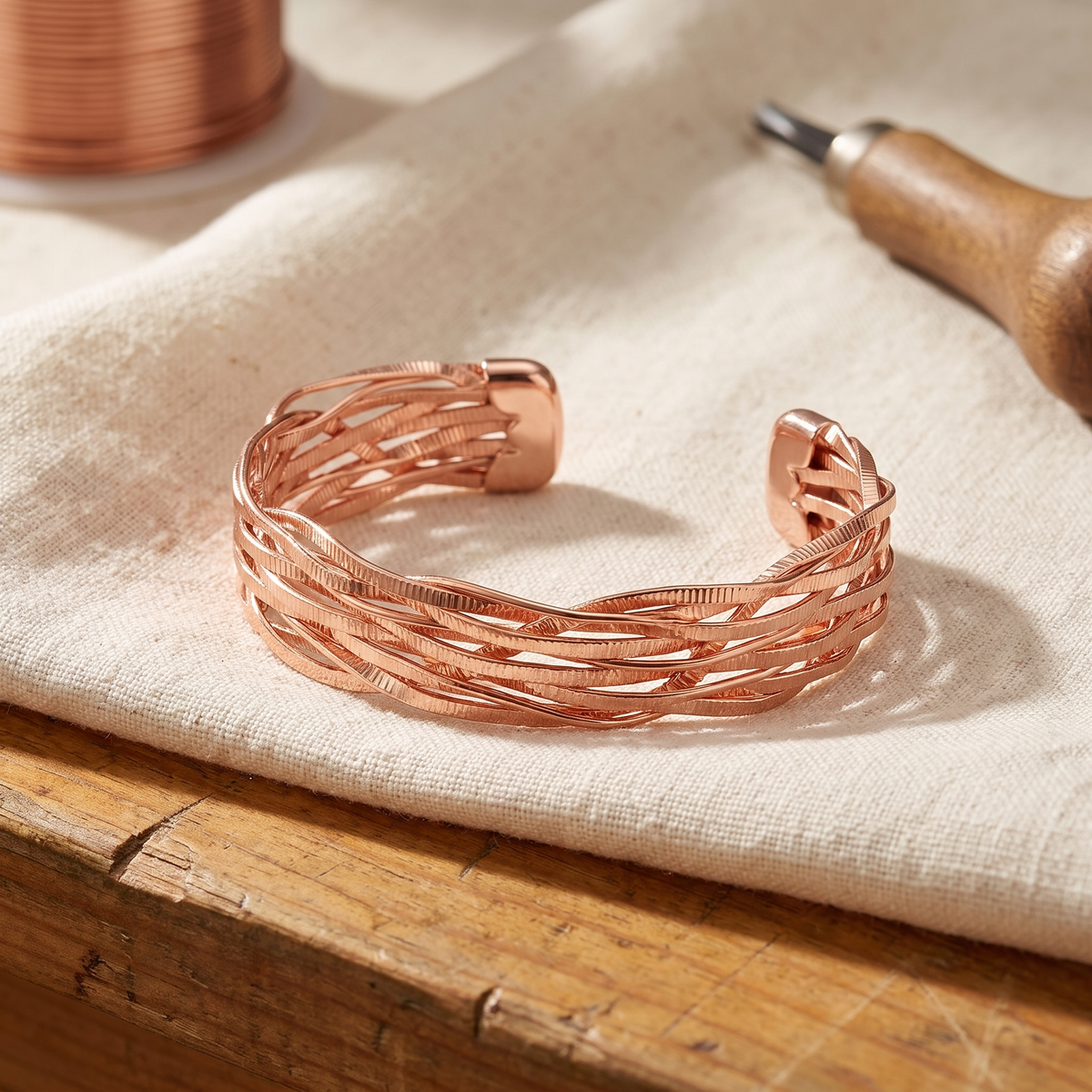 Fleur | Woven Fine-Strand Copper Cuff