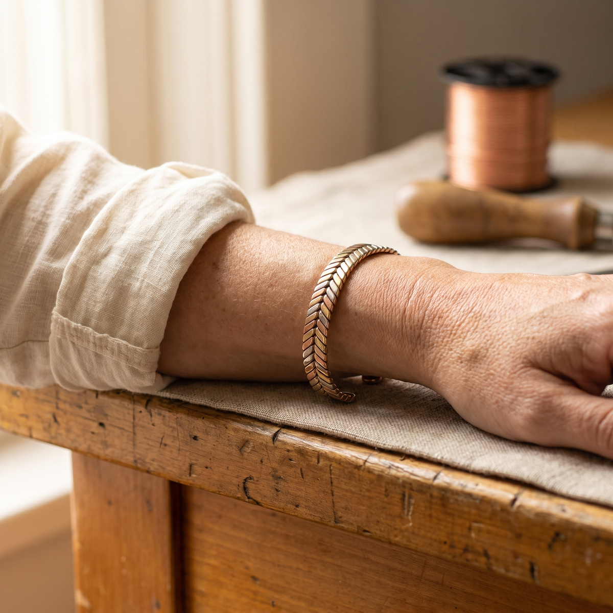 Marina | Three-Tone Herringbone Cuff