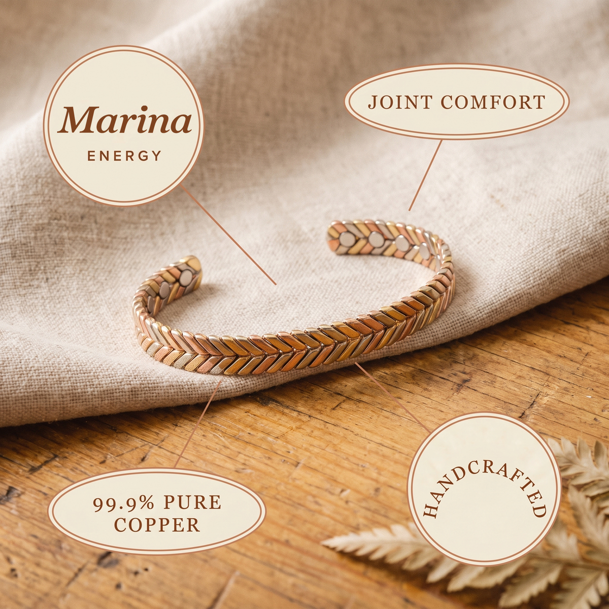 Marina | Three-Tone Herringbone Cuff