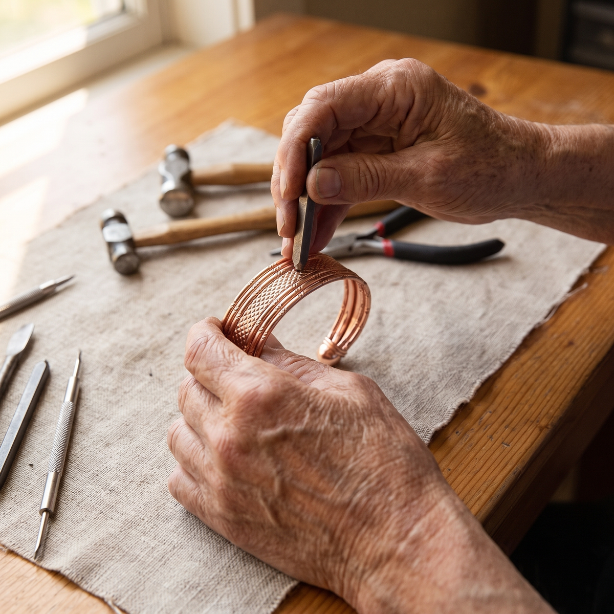 Romy | Six-Strand Faceted Copper Cuff