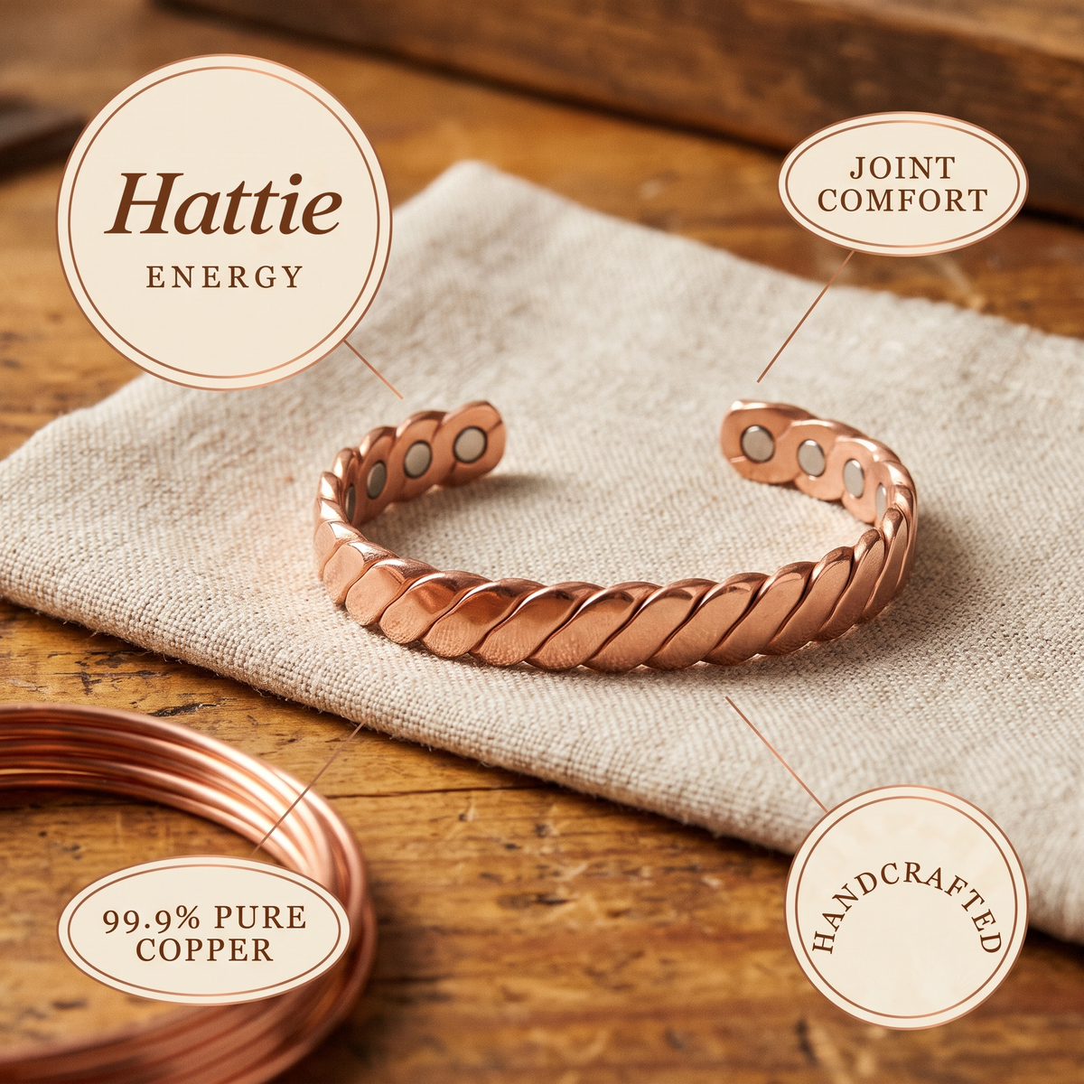 Hattie | Twisted Rod Copper Cuff
