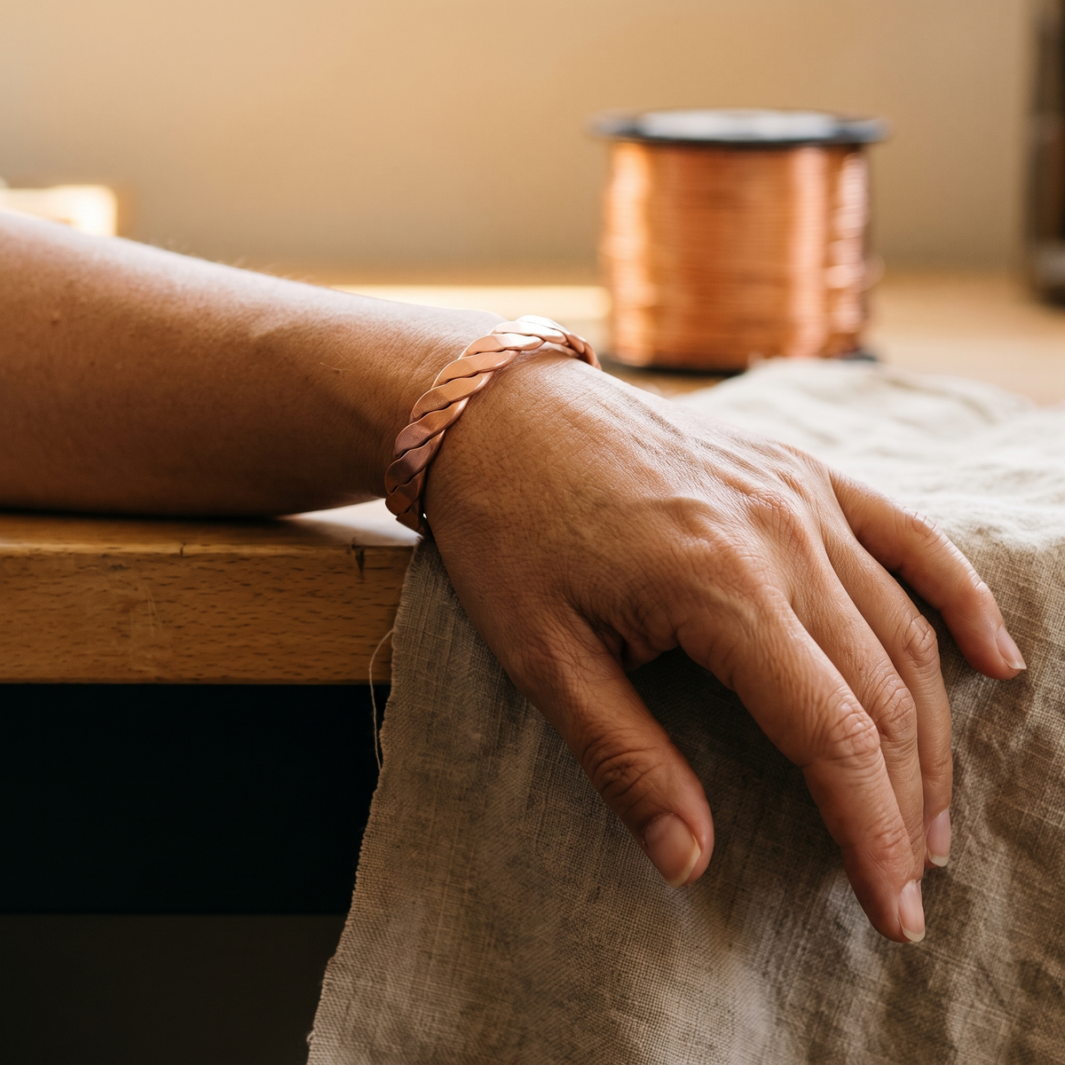 Elsie | Braided Copper Bracelet with Clasp