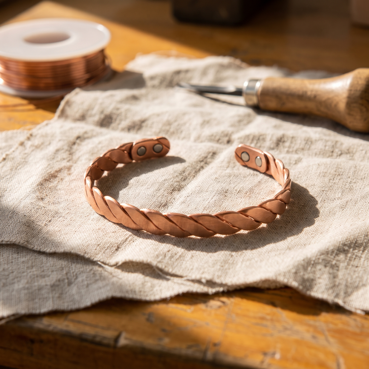 Elsie | Braided Copper Bracelet with Clasp