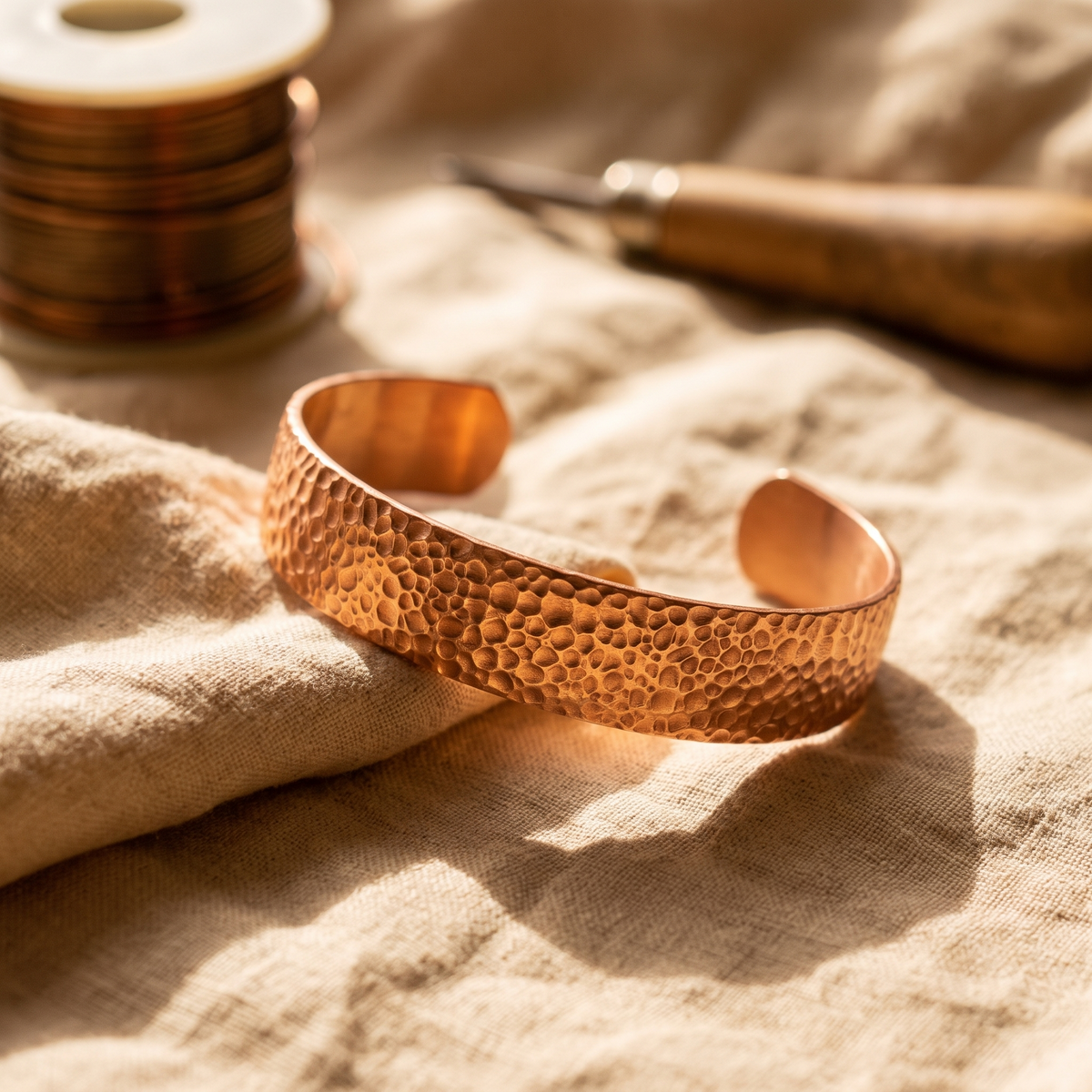 Maude | Hammered Dimpled Copper Cuff