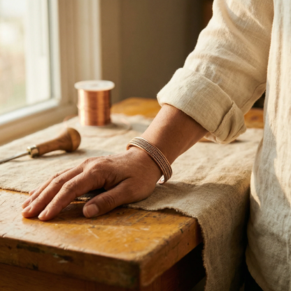 Rosemary | Engraved Copper Cuff Duo