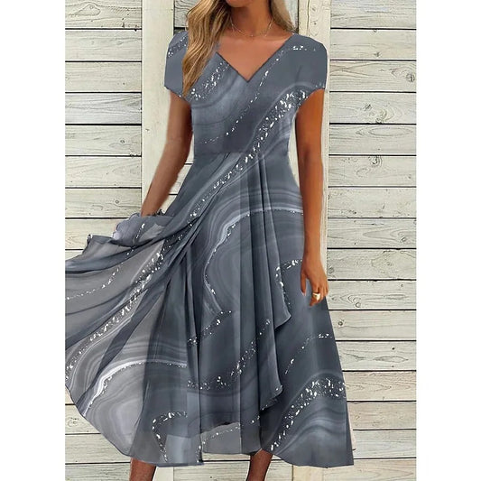 Josephine™  Elegant V-Neck Midi Dress