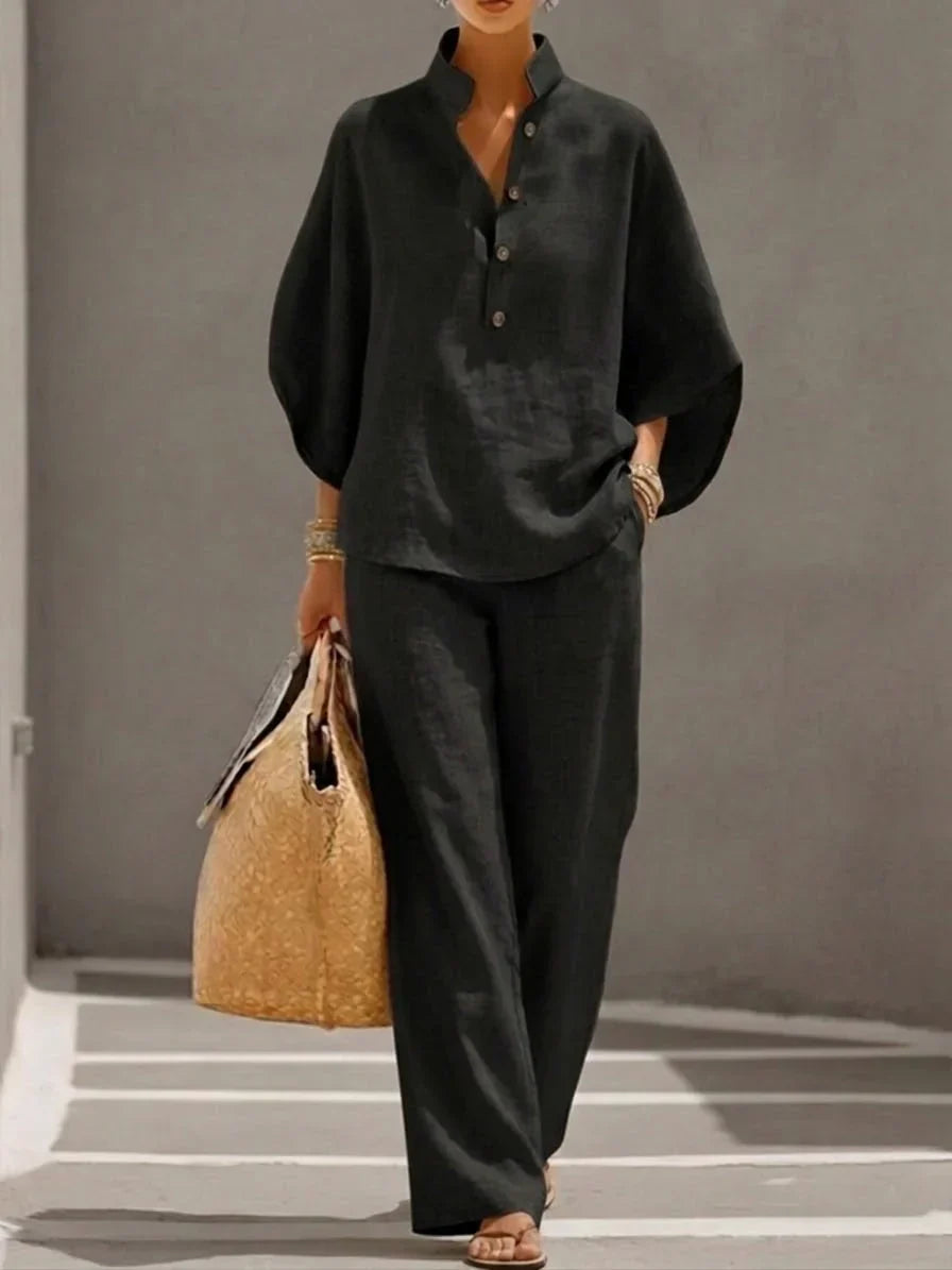 Sophie | Ensemble en lin avec manches amples et pantalon large