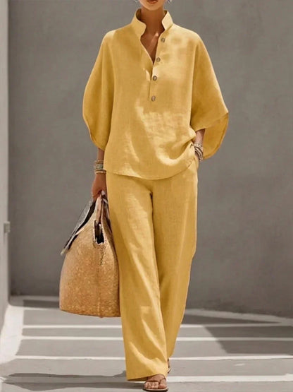 Sophie | Ensemble en lin avec manches amples et pantalon large