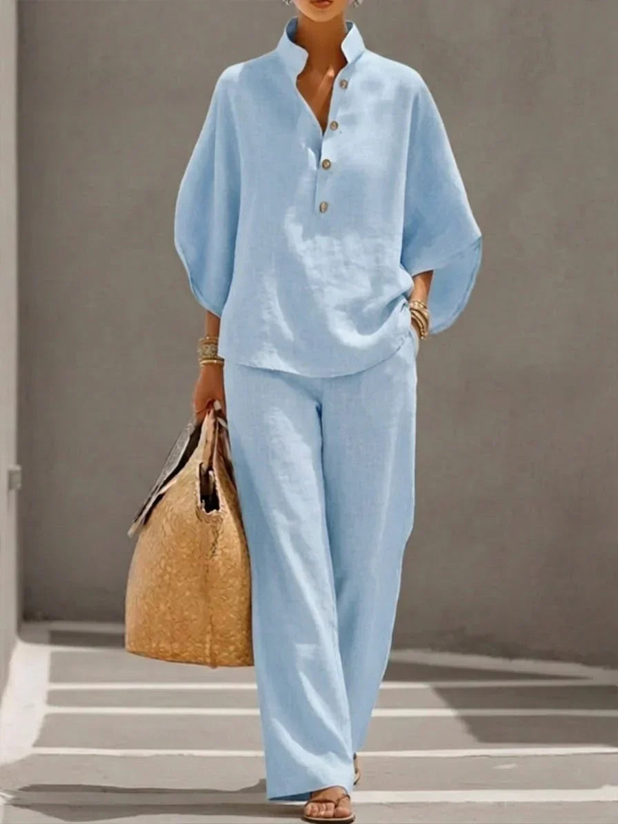 Sophie | Ensemble en lin avec manches amples et pantalon large