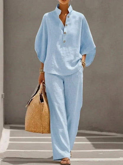 Sophie | Ensemble en lin avec manches amples et pantalon large