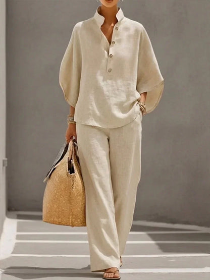 Sophie | Ensemble en lin avec manches amples et pantalon large