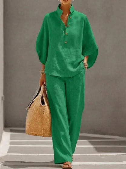 Sophie | Ensemble en lin avec manches amples et pantalon large